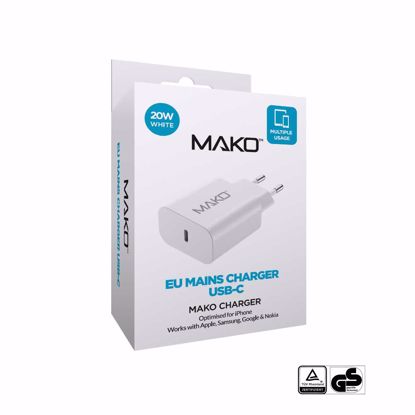 Picture of Mako Mako 20W EU Mains Charger USB-C in White